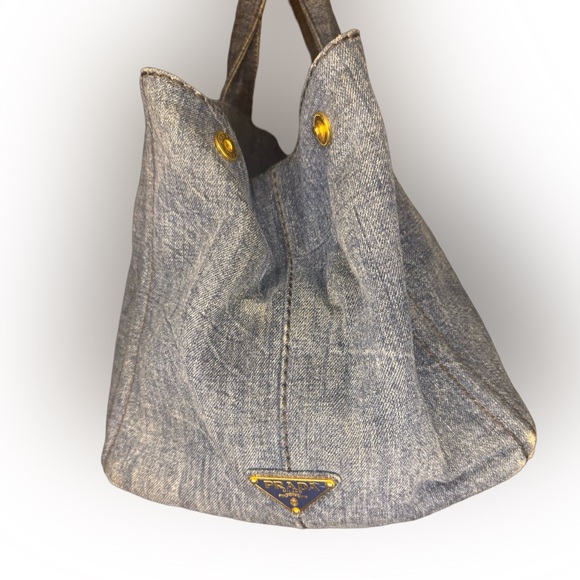 ‼️SOLD‼️Prada Denim Canapa Tote Large Preloved - Picture 7 of 16